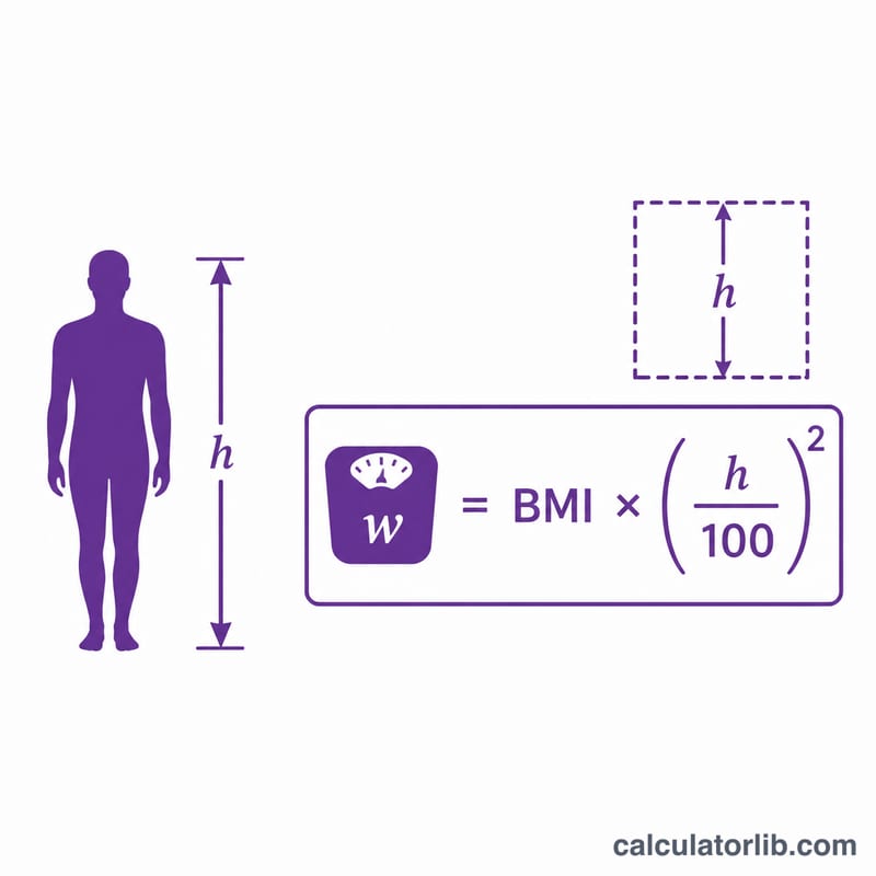 Diagram relating weight, BMI and height squared