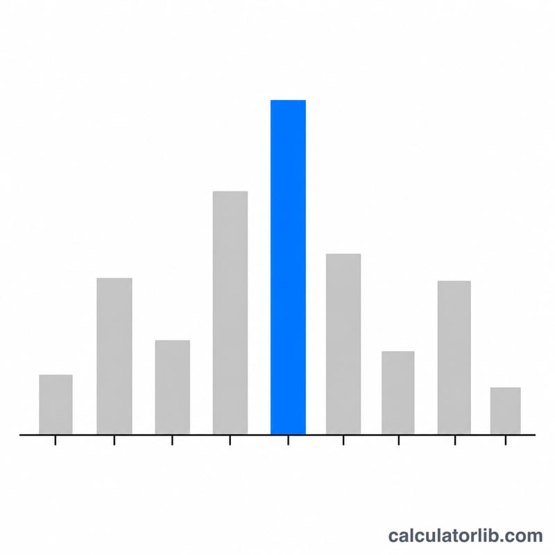 Bar chart of value frequencies with the tallest bar highlighted as the mode