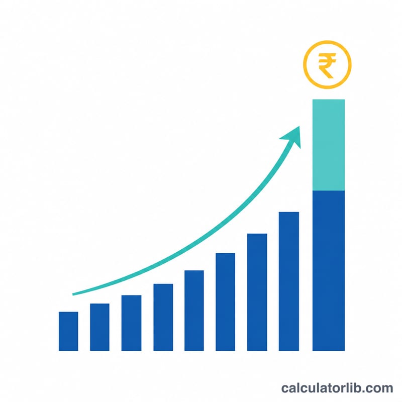 Bar chart showing small monthly SIP contributions accumulating into a large maturity amount over time