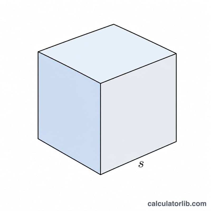 A cube with one edge labeled s, showing all six square faces