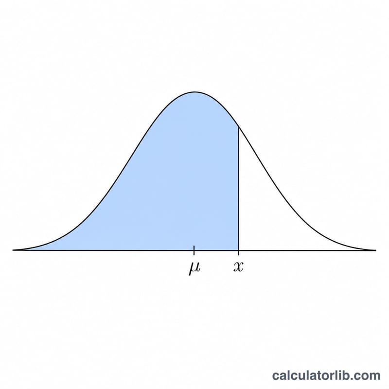 Bell curve with a shaded left area and a vertical line marking an income value