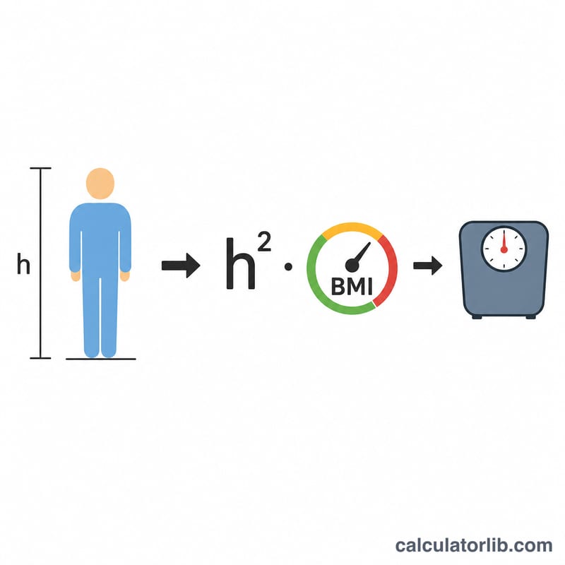 Diagram relating height squared and target BMI to target weight
