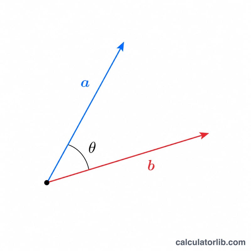 Two vectors from a common origin with the angle theta marked between them