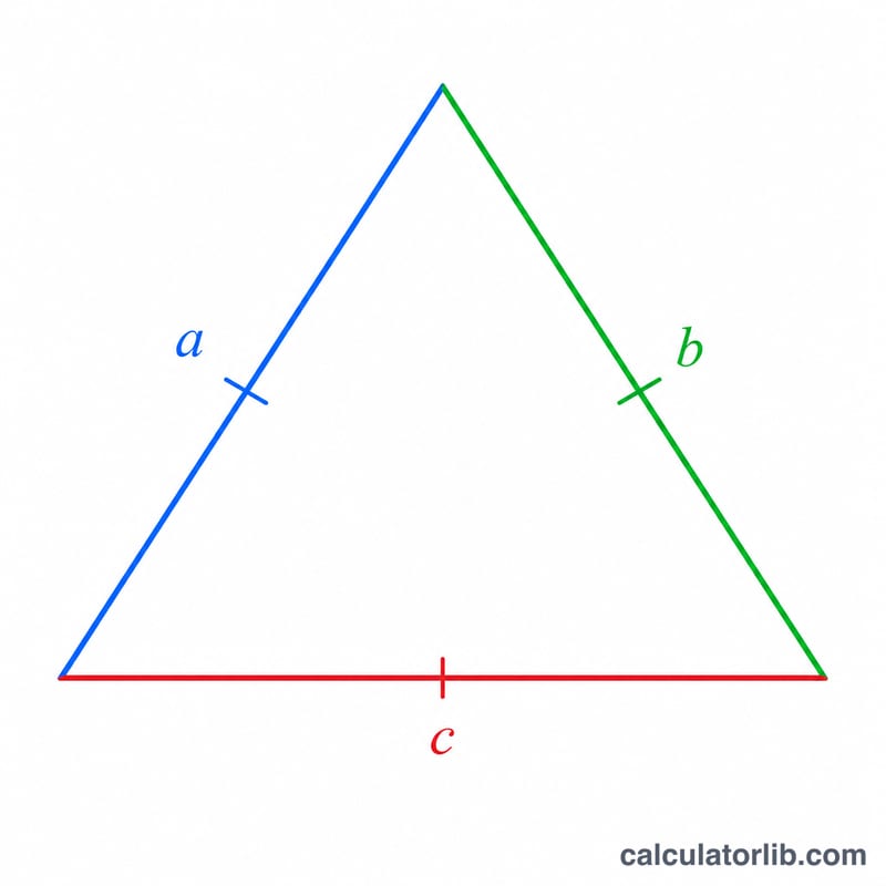 Triangle with sides labeled a, b, and c