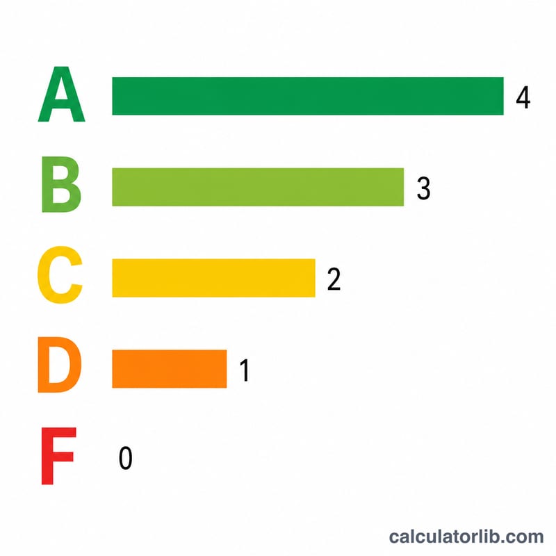 Diagram showing each letter grade mapped to its grade point value on a 4.0 scale