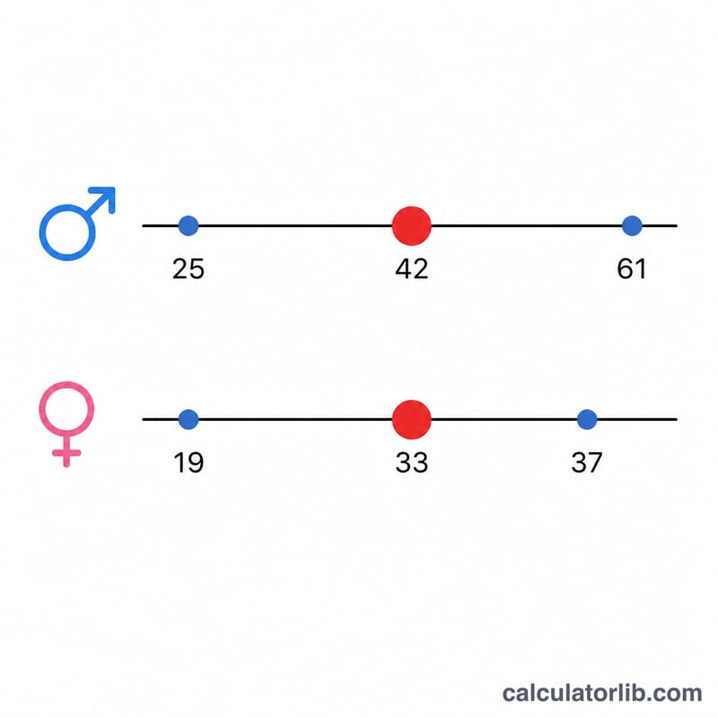 Timeline of the three main yakudoshi unlucky years for men and women in kazoedoshi age, with the central great-calamity year highlighted