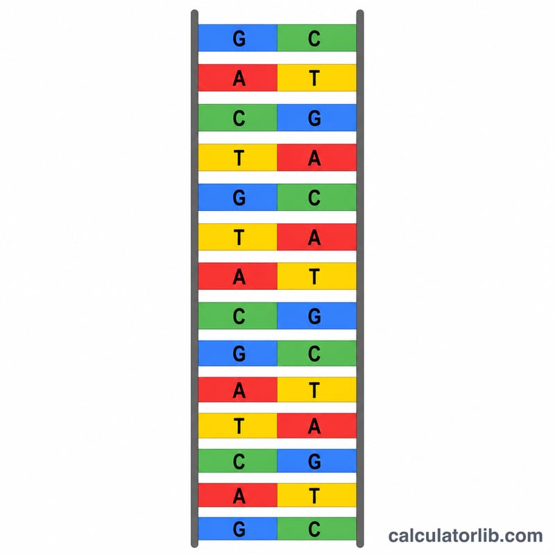 DNA ladder showing G-C and A-T base pairs in distinct colors