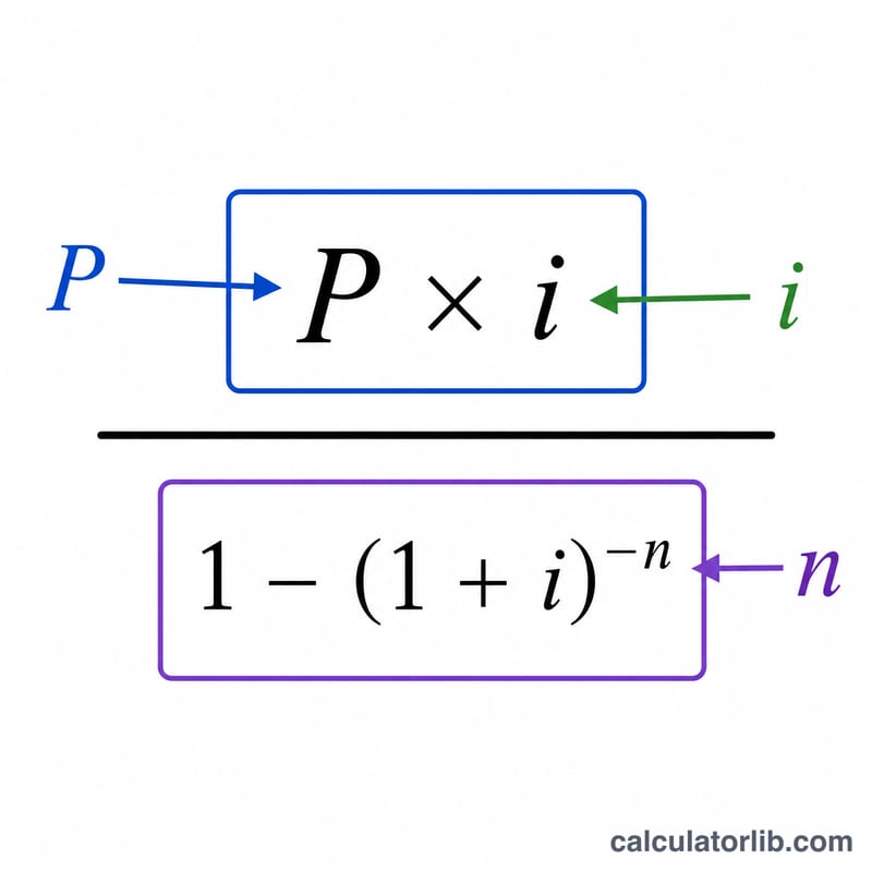 Amortization formula components diagram