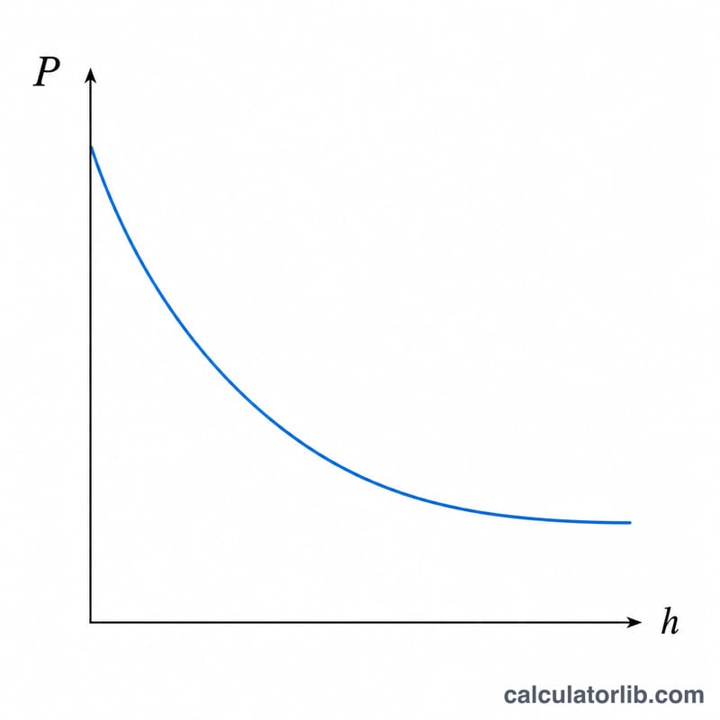 Graph of air pressure versus altitude showing a curved decline