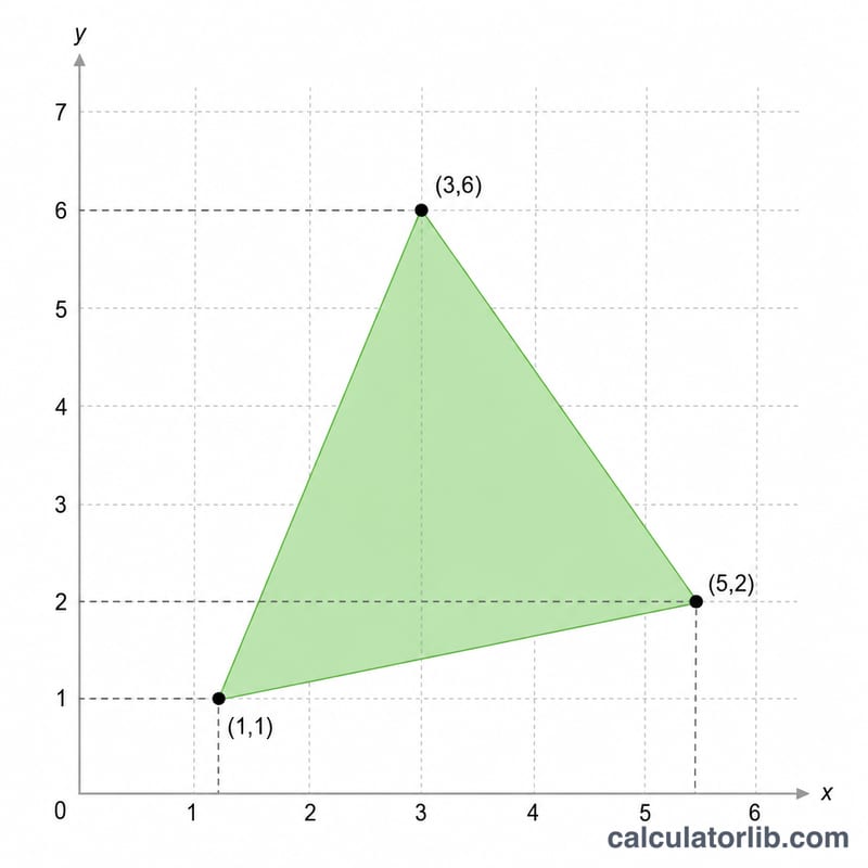 Triangle with sample numeric coordinates plotted on a grid