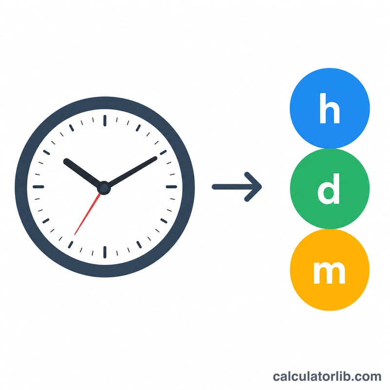Segundos transcurridos divididos para obtener horas, días y minutos