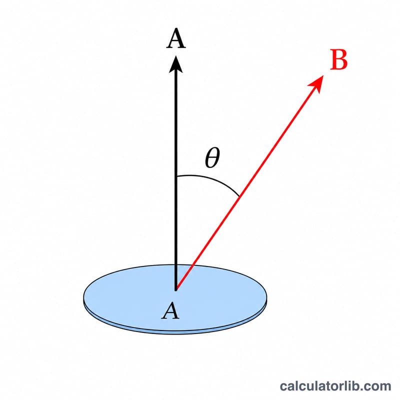 Diagram showing the area vector, magnetic field vector, and angle theta between them
