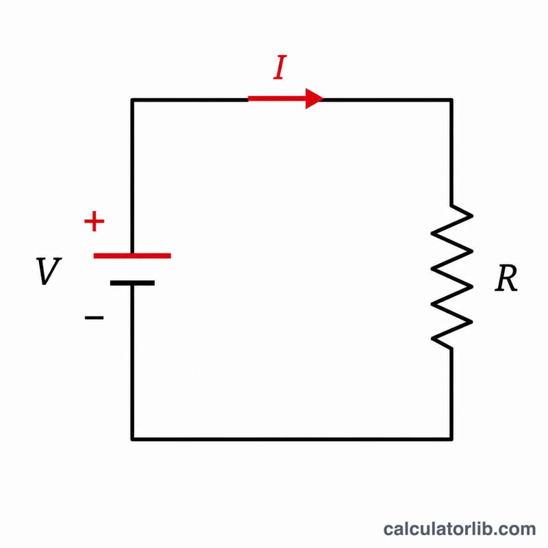 Mạch điện đơn giản với pin, điện trở và đồng hồ đo điện áp, dòng điện và điện trở