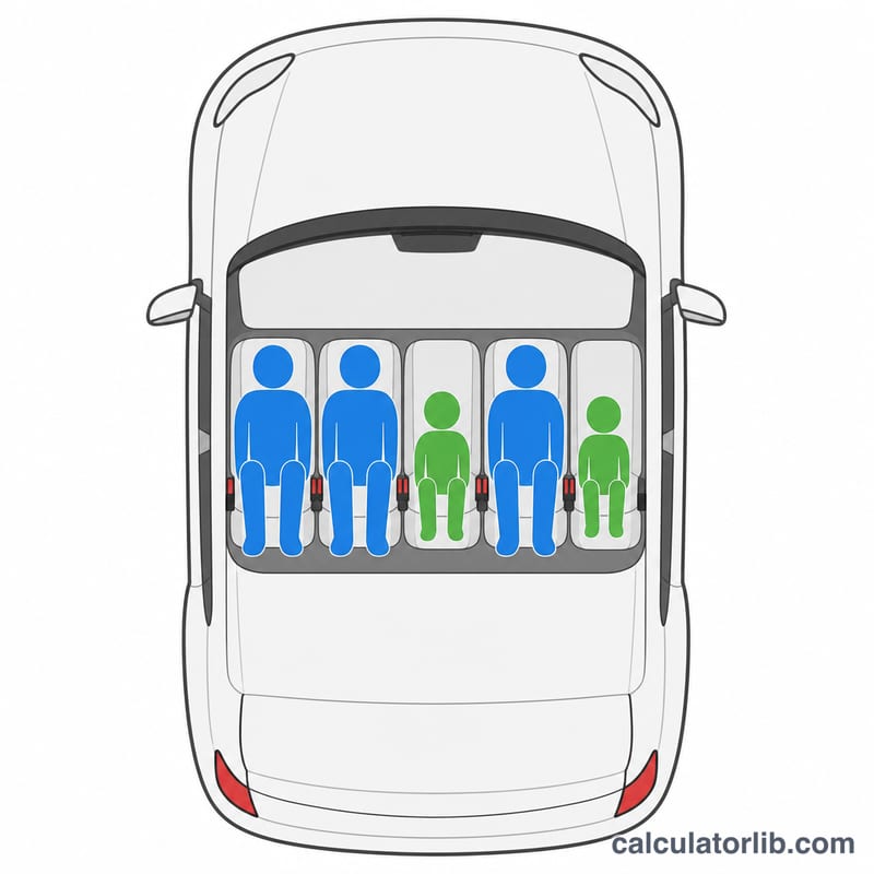 大人と子どもの席が埋まった車を上から見た図