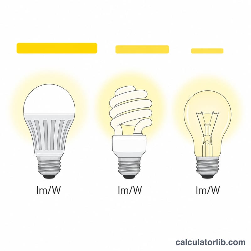 So sánh bóng đèn LED, CFL và sợi đốt với các mức hiệu suất khác nhau