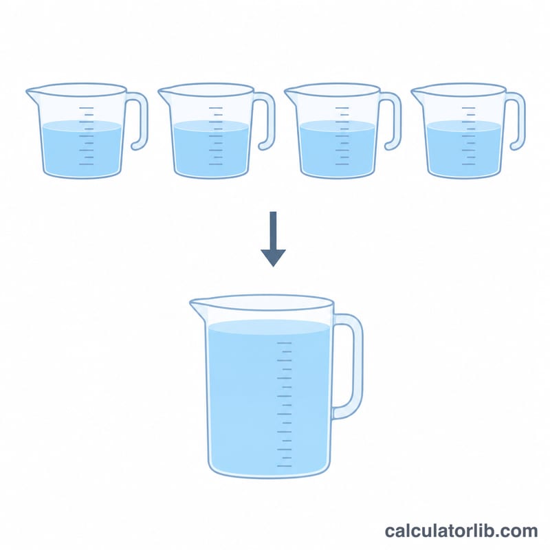 Four cups combining into roughly one liter