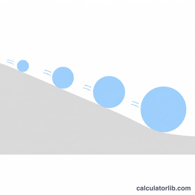Bola de nieve rodando cuesta abajo y haciéndose más grande para ilustrar el aumento de los pagos combinados