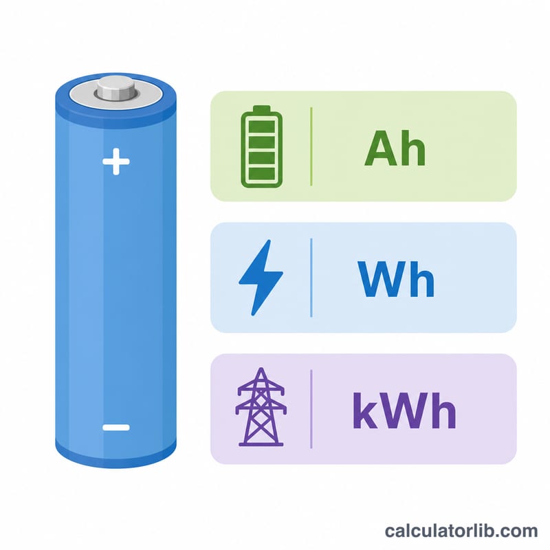 帶有 Ah、Wh 和 kWh 三個輸出條的電池