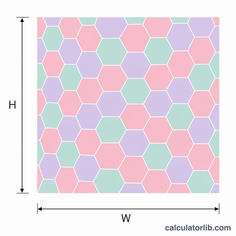 Surface rectangulaire d'une courtepointe couverte d'un pavage en nid d'abeille d'hexagones