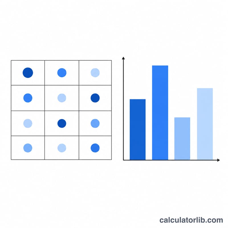 Frequency table with a bar chart showing relative frequencies of categories