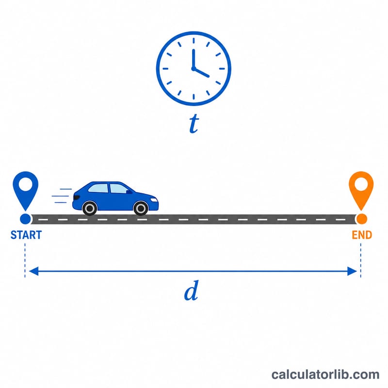 Car traveling a measured distance over a measured time