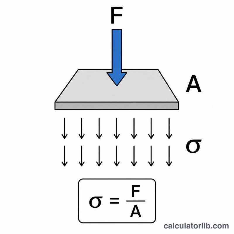 Sơ đồ thể hiện ứng suất bằng lực chia cho diện tích dưới dạng quan hệ xếp chồng