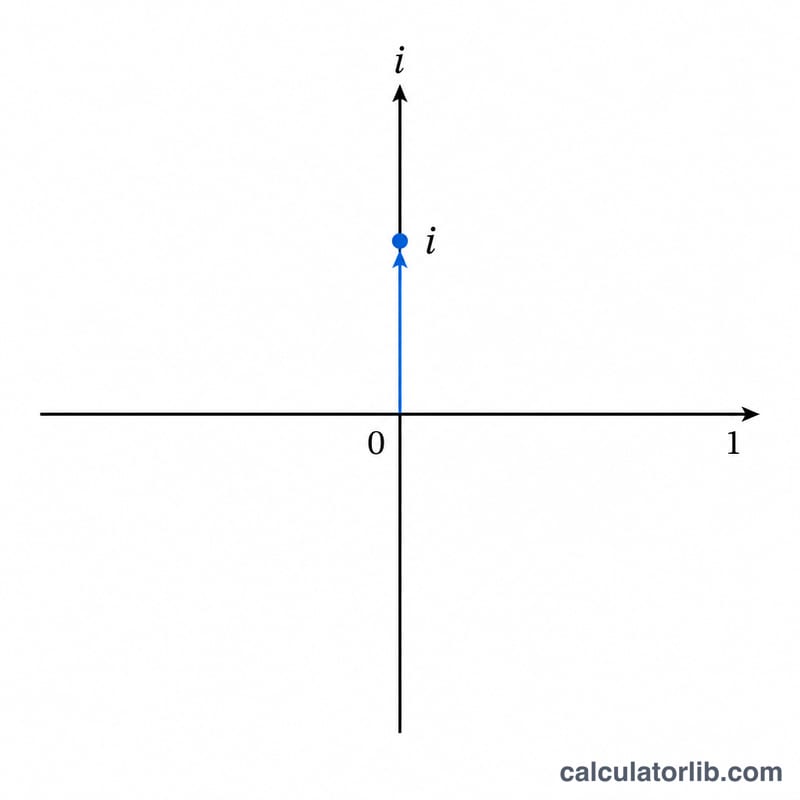 Complex plane showing a purely imaginary number plotted on the vertical axis
