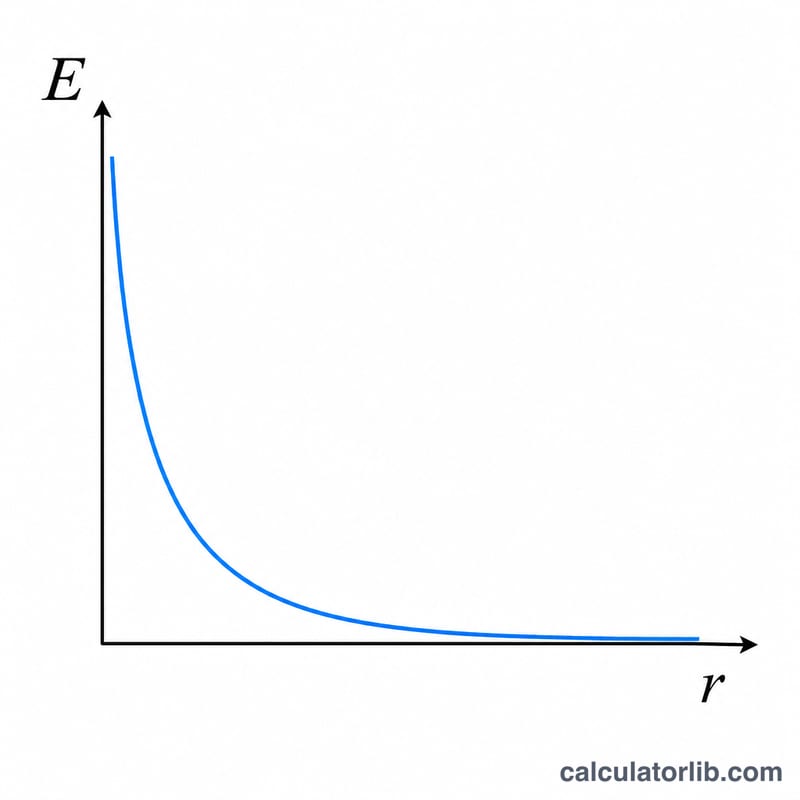 Curve showing electric field strength decreasing with the square of distance