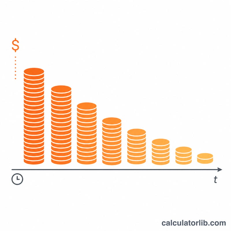 Bar chart showing a fixed future amount declining in real value over several years