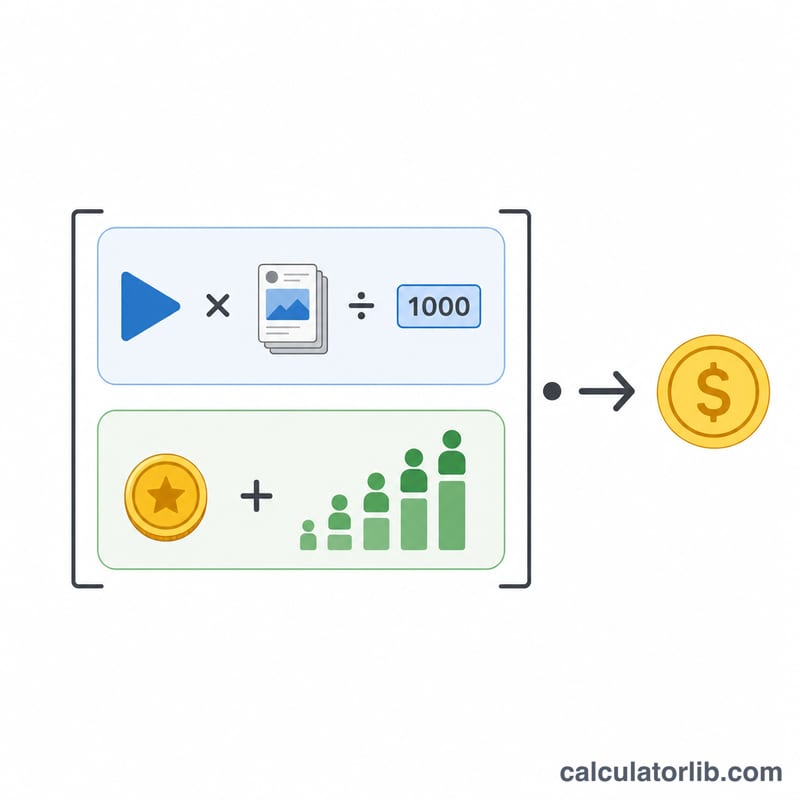 Flat breakdown diagram of the revenue formula components