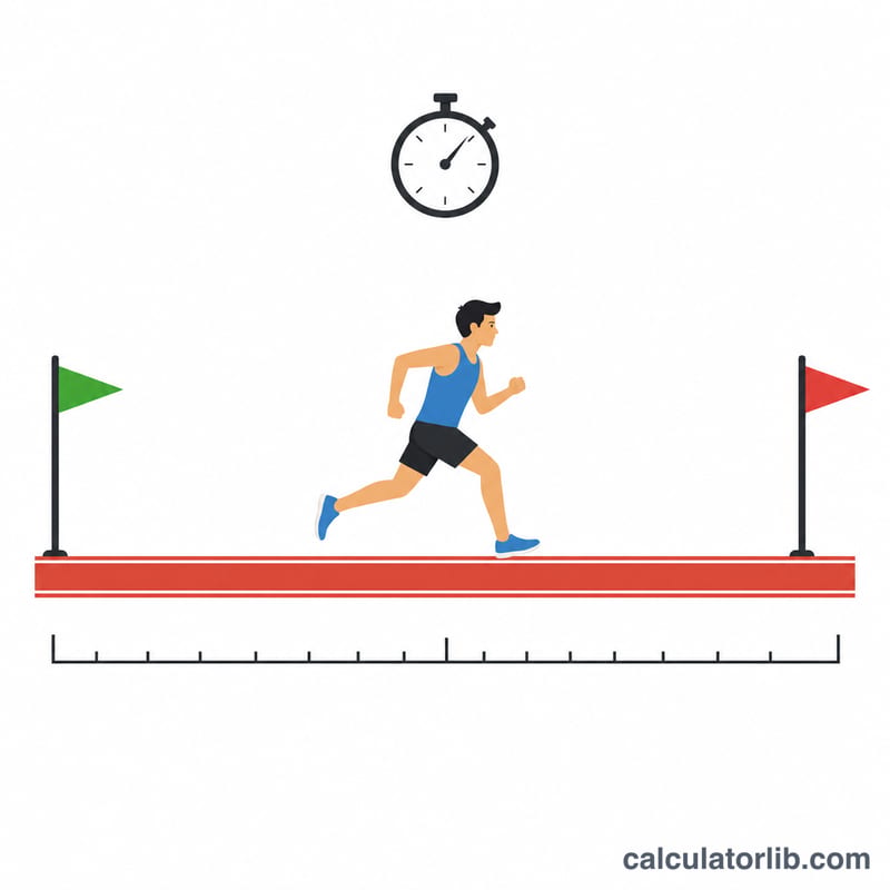 Runner on a track with distance and time markers