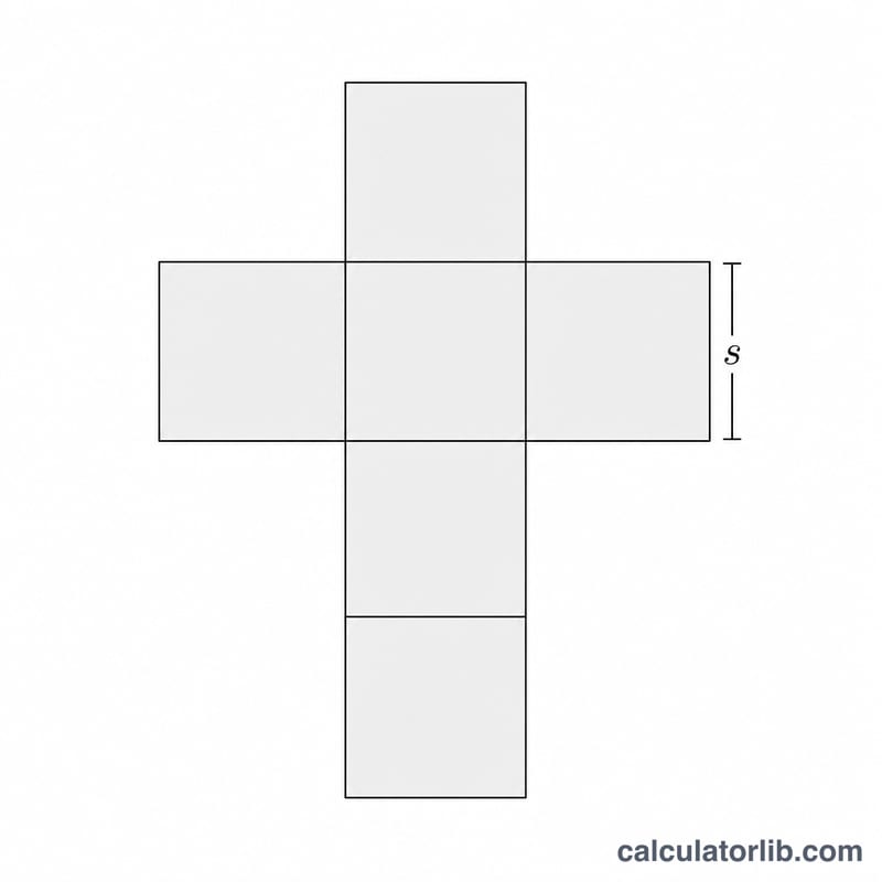 Unfolded cube net showing six identical squares forming a cross shape