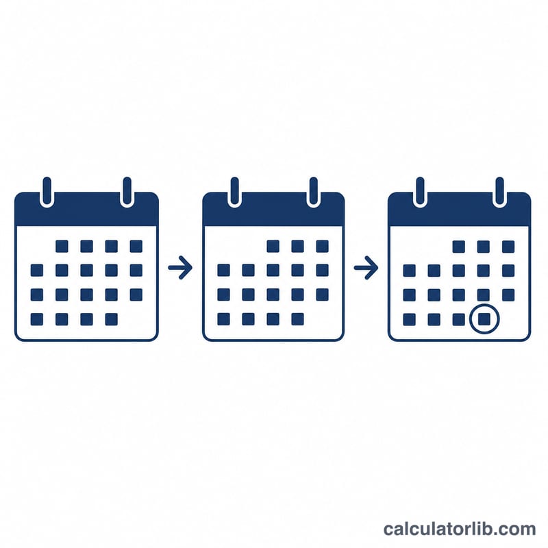 Calendar pages flipping forward to illustrate counting forward by days