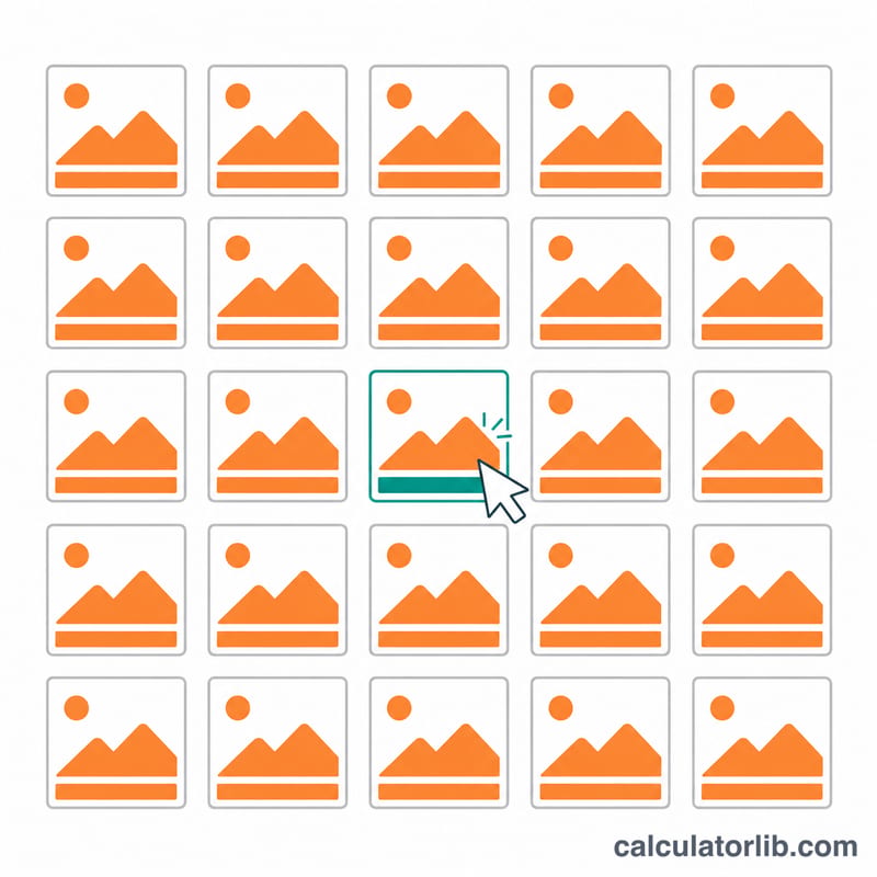 Grid of ad impressions with one being clicked by a cursor
