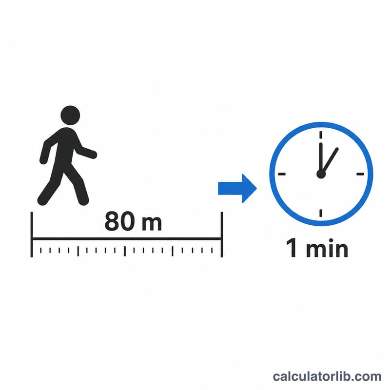 Eighty meters of walking distance equals one minute under the standard