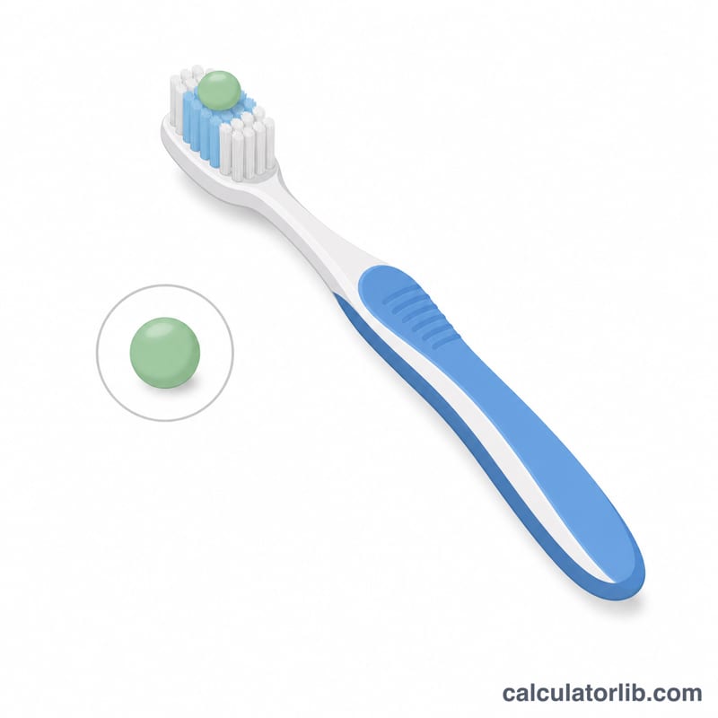 A pea-sized amount of toothpaste shown on a toothbrush head as a recommended portion