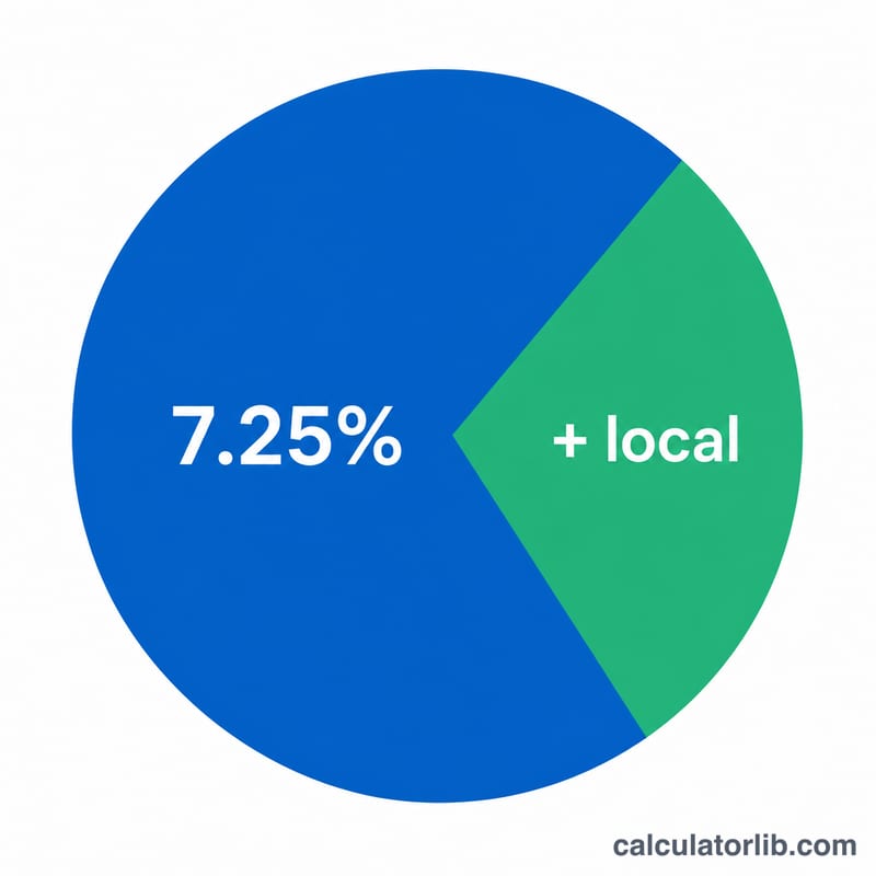 Flat breakdown of California sales tax rate into base and local district portions