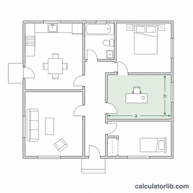 Floor plan of a home with one room highlighted as the office