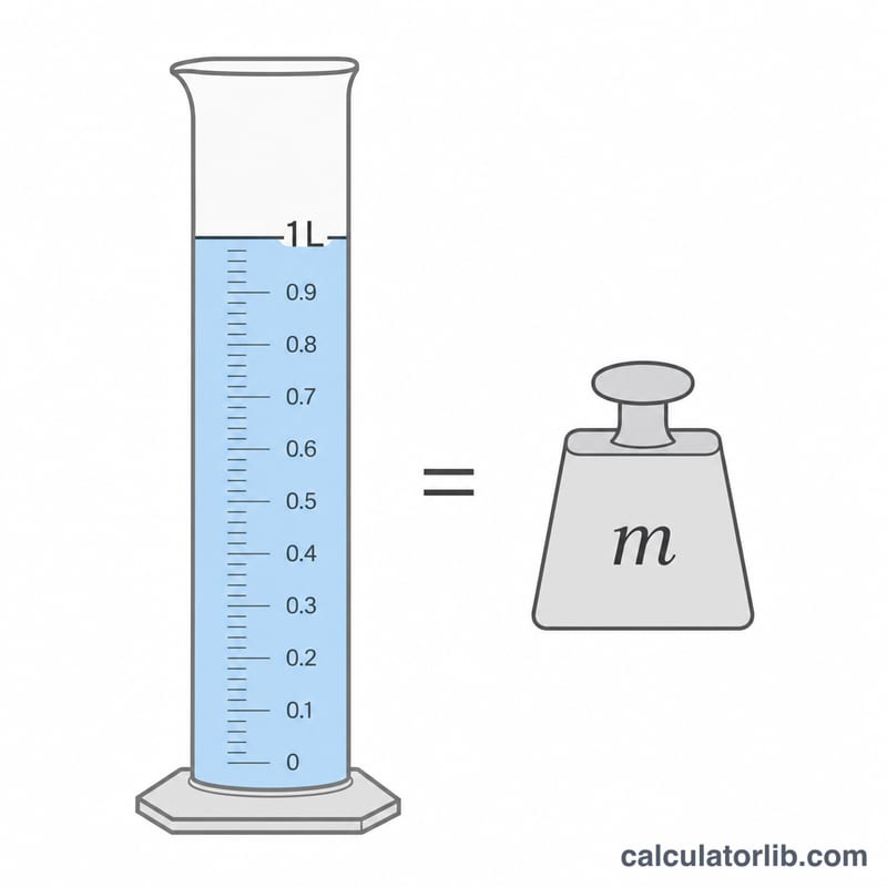 One liter of solution with dissolved solute mass