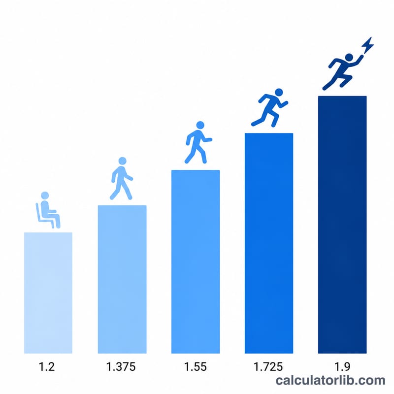 Bar chart comparing five activity levels and their multipliers