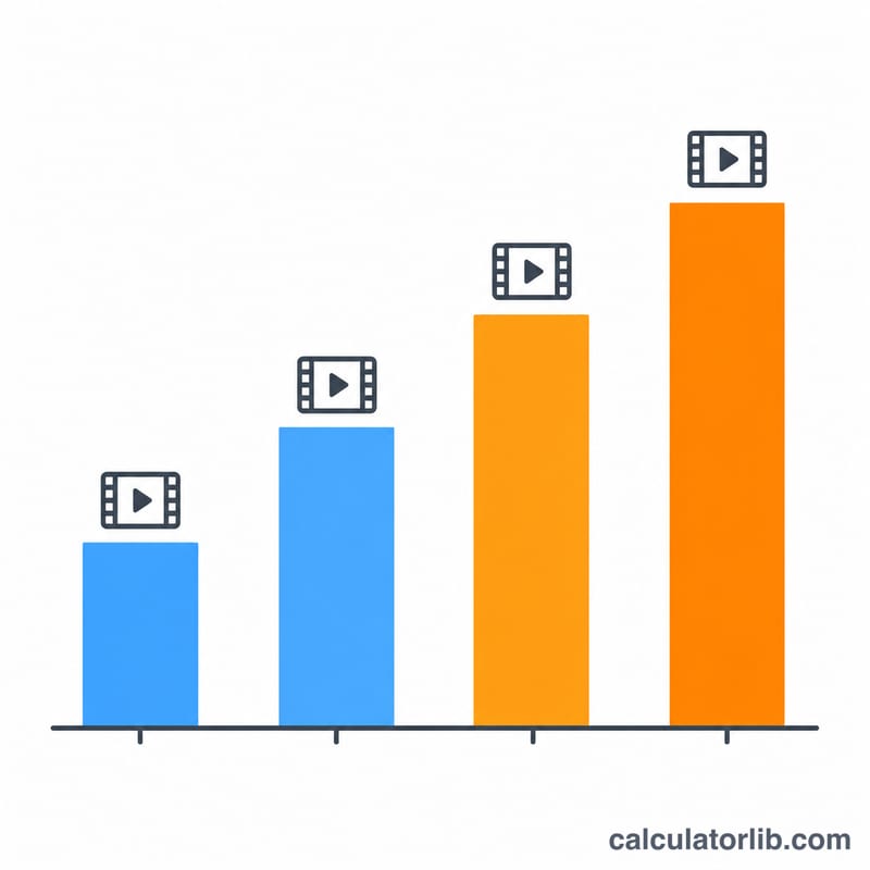 Bar chart of increasing file size as streaming bitrate rises