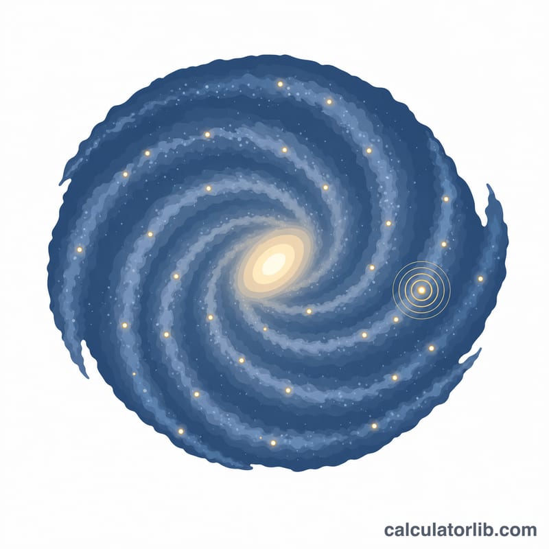 Spiral galaxy with scattered glowing points representing possible communicating civilizations