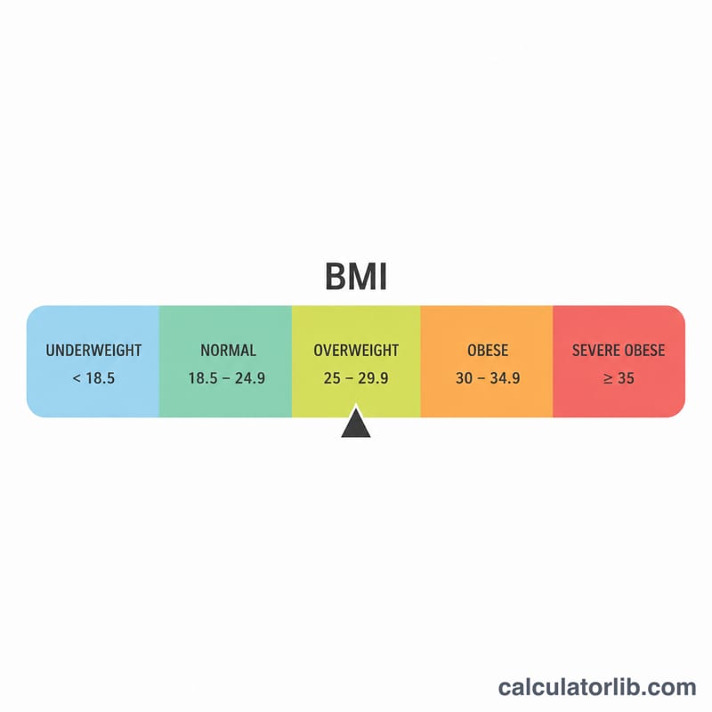 Horizontal BMI category bar with a target marker