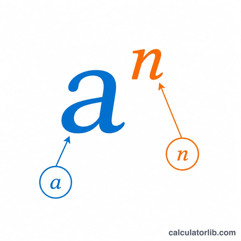 Labeled power notation showing base and exponent