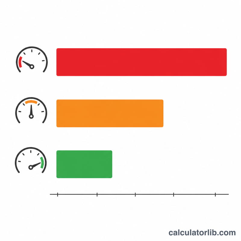 Bar comparing upload time at different connection speeds for a fixed file size