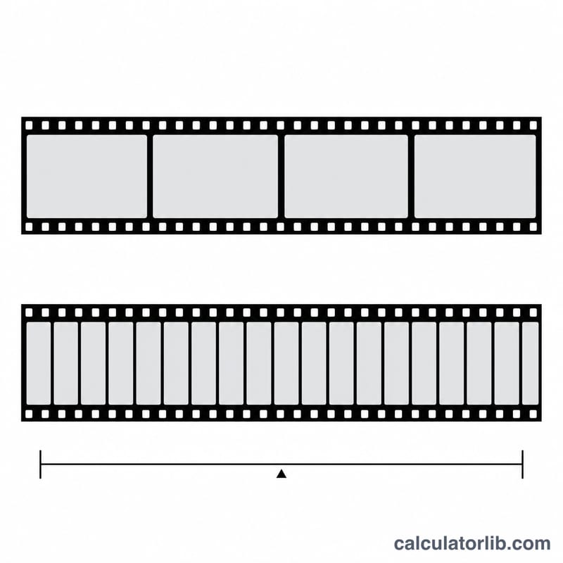 Filmstrip with individual frames spaced along a one-second time interval