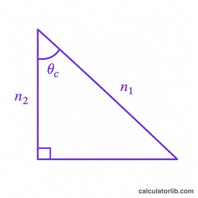 Right triangle representation of arcsin relationship between refractive indices and critical angle