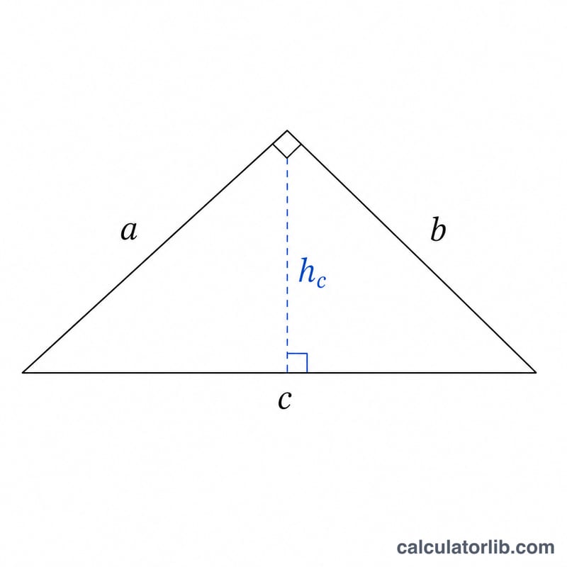 Right triangle showing the altitude to the hypotenuse dividing it into two parts