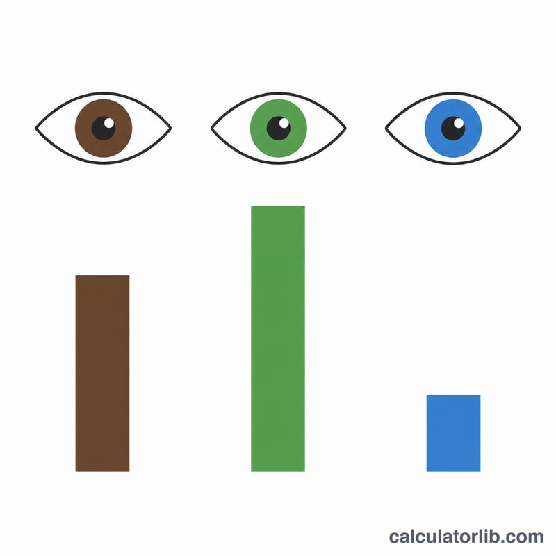 Three eyes colored brown, green, and blue arranged as probability bars
