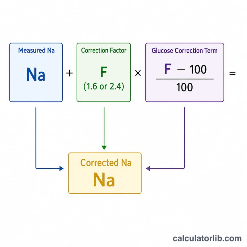 Visual breakdown of the corrected sodium formula components